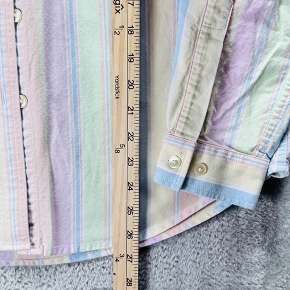 L.L.Bean Preppy Women's Med. Pastel Stripe Button Down Shirt Cotton Long Sleeve - Picture 8 of 14